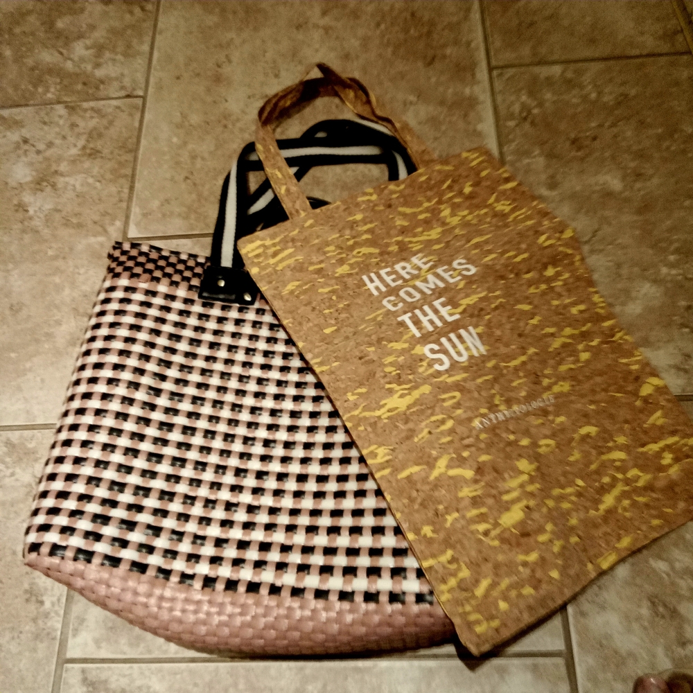 Anthropologie Black and Brown Woven Tote